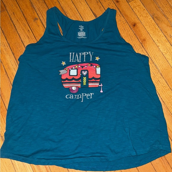 Secret Treasures Teal Tank Top with Camper Design - Picture 1 of 1
